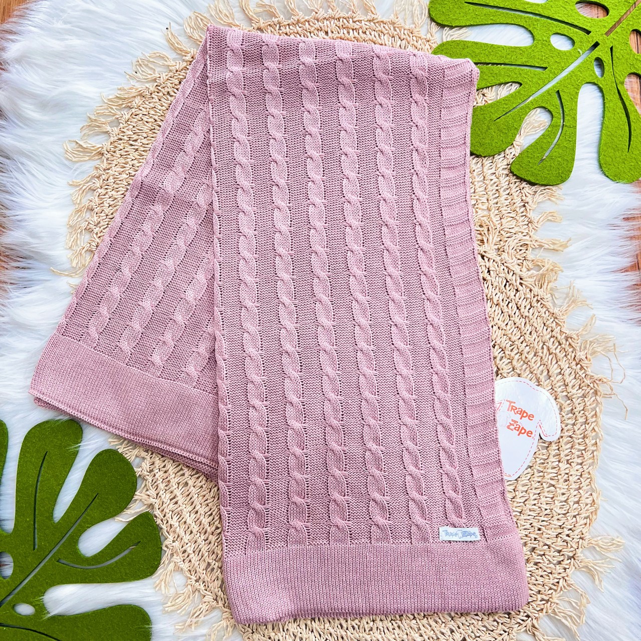 Manta de Linha Tranças - Rose
